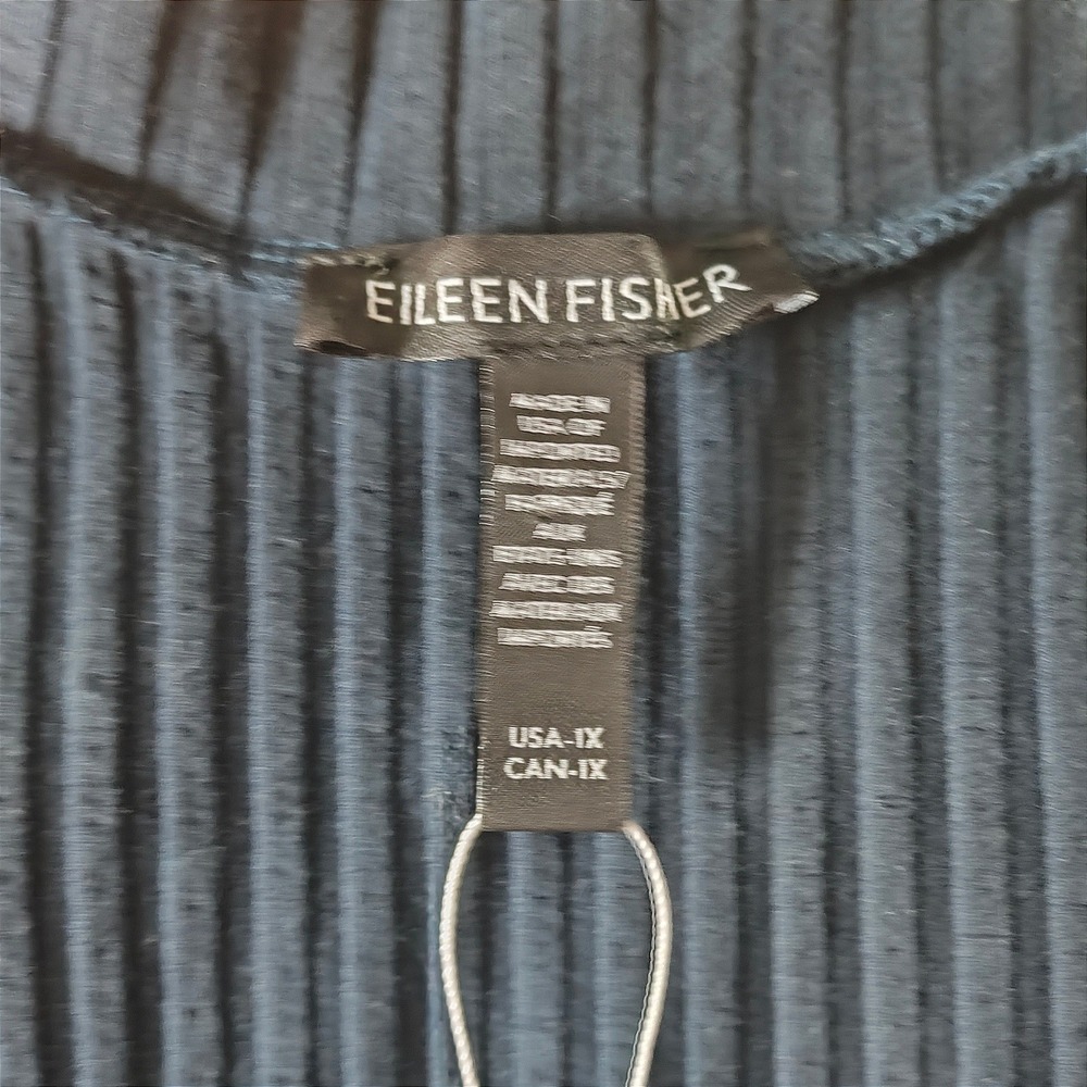 Eileen Fisher Teal Ribbed Top Mock Neck Half Sleeve Quiet Luxury Plus Size 1X - Picture 7 of 9